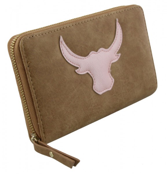 Buffalo wallet bruin/roze