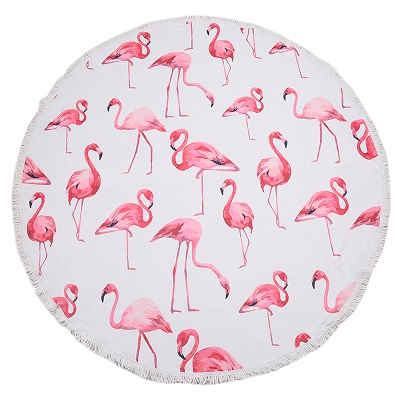 Strandlaken roundie flamingo