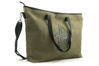 Canvas shopper met ster army green