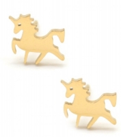 Rvs oorbellen unicorn goud