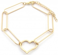 Rvs armband chain heart goud