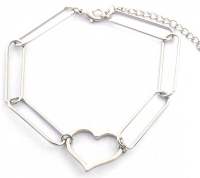 Rvs armband chain heart zilver